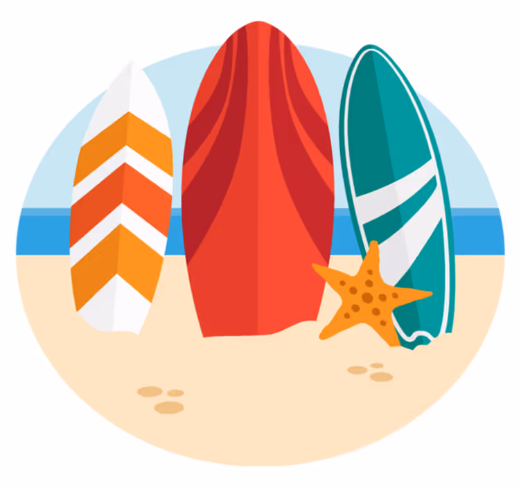 Surffilauta rannalla Luonto vinyylimatto - Tenstickers