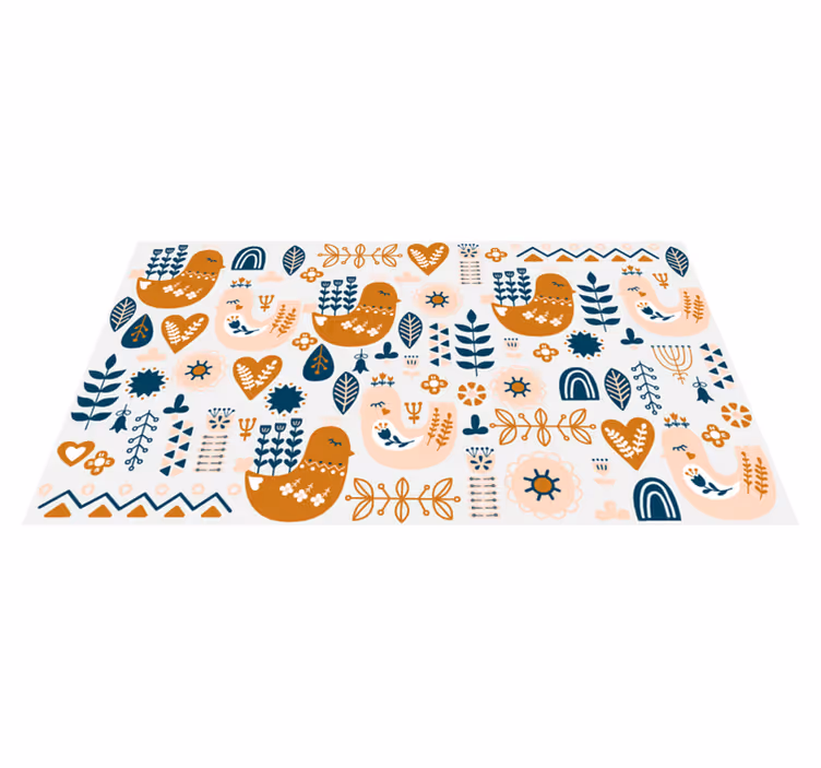 Lapset laulavan linnun kanssa skandinaavinen vinyylimatto - Tenstickers