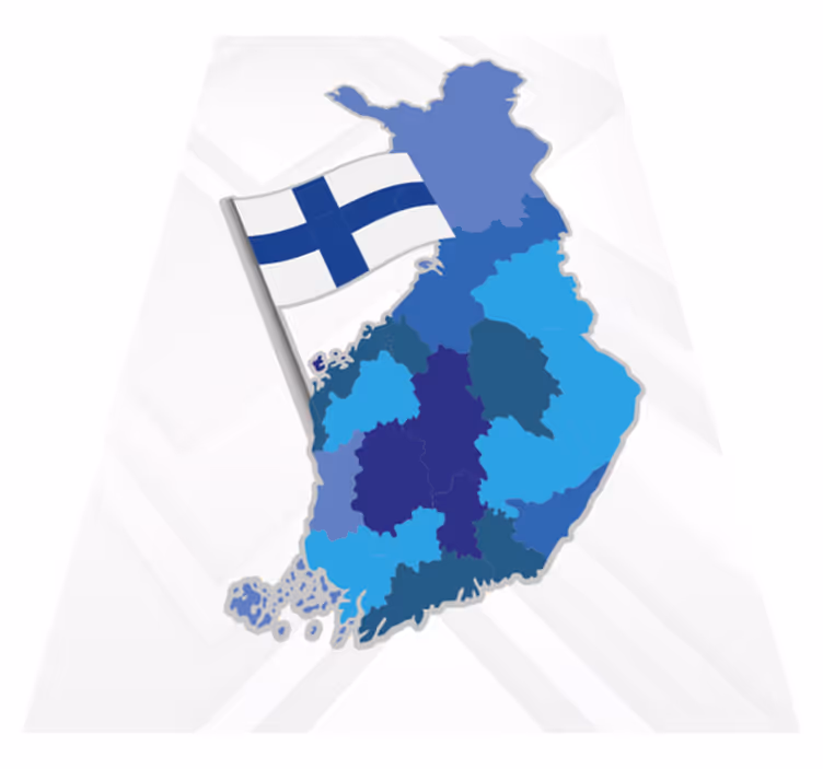 Suomen kartta lipulla maailmakartta vinyylimatto - Tenstickers