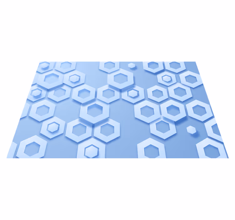 Kuusikulmainen sininen kuvio geometrinen vinyylimatto - Tenstickers