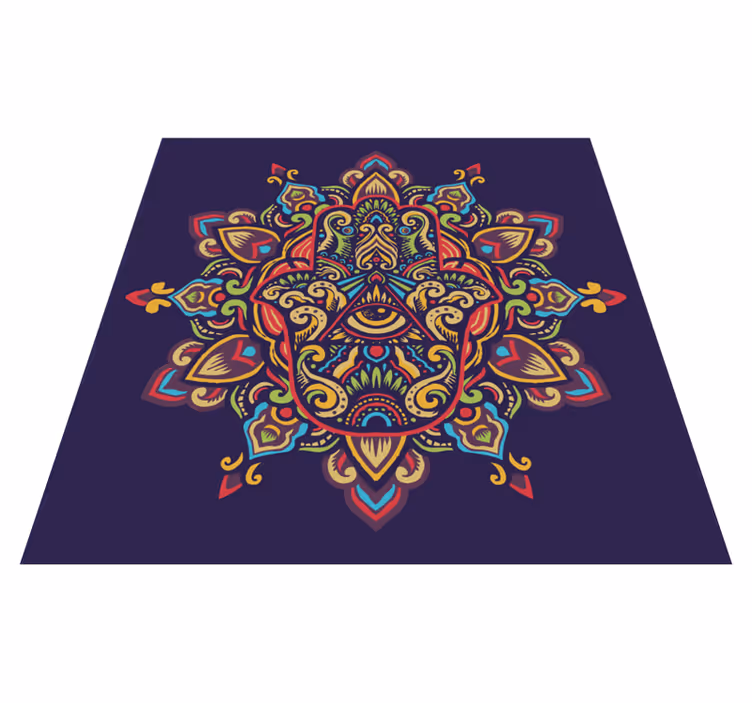 Sininen taustakuvio mandala vinyylimatto - Tenstickers