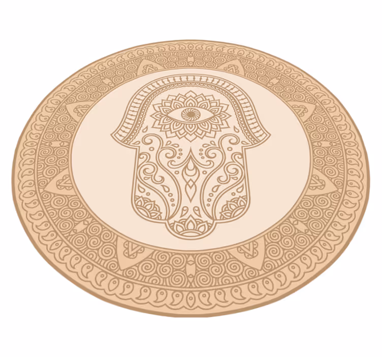 Beige fatima käsisymboli mandala vinyylimatto - Tenstickers