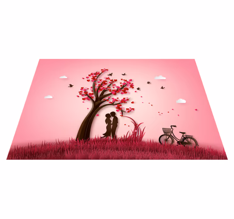 Romanttinen puumaisema kukka vinyylimatto - Tenstickers
