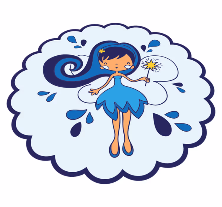 Sininen keijuprinsessa lastenhuone vinyylimatto - Tenstickers