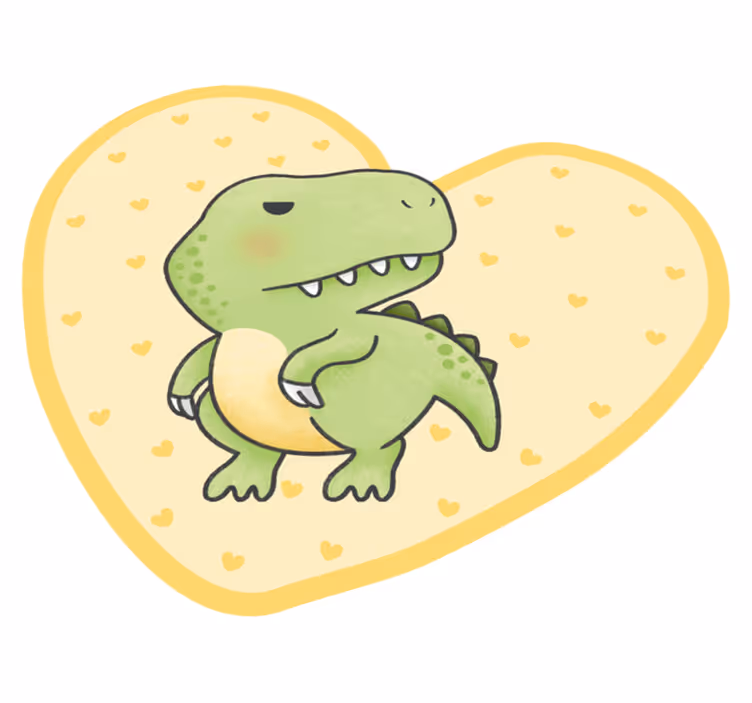 Sydämenmuotoinen dinosaurus lastenhuone vinyylimatto - Tenstickers