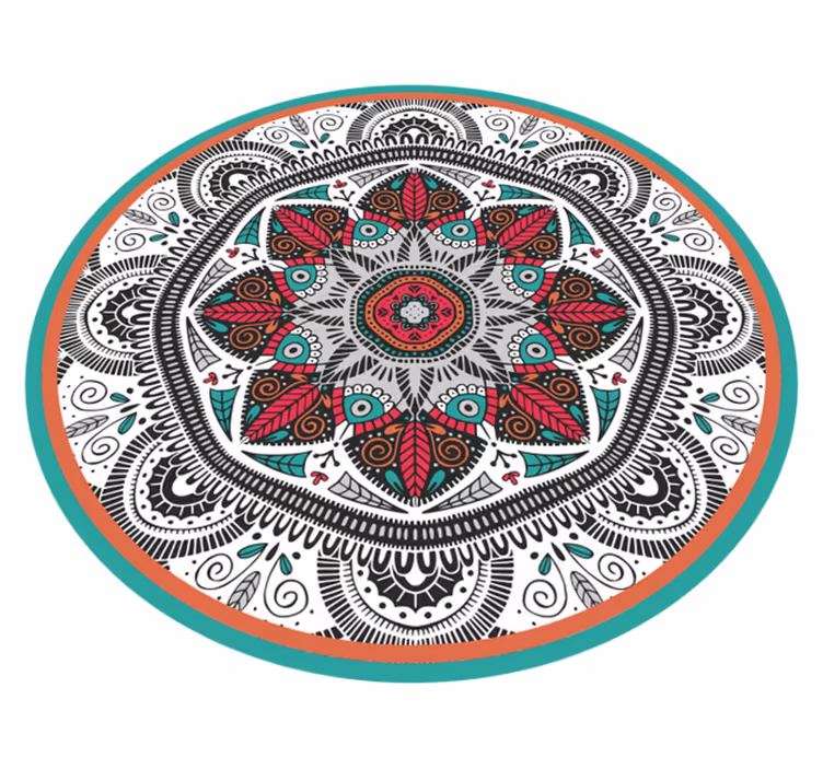 Pyöreä harmaa tarkennus mandala vinyylimatto - Tenstickers