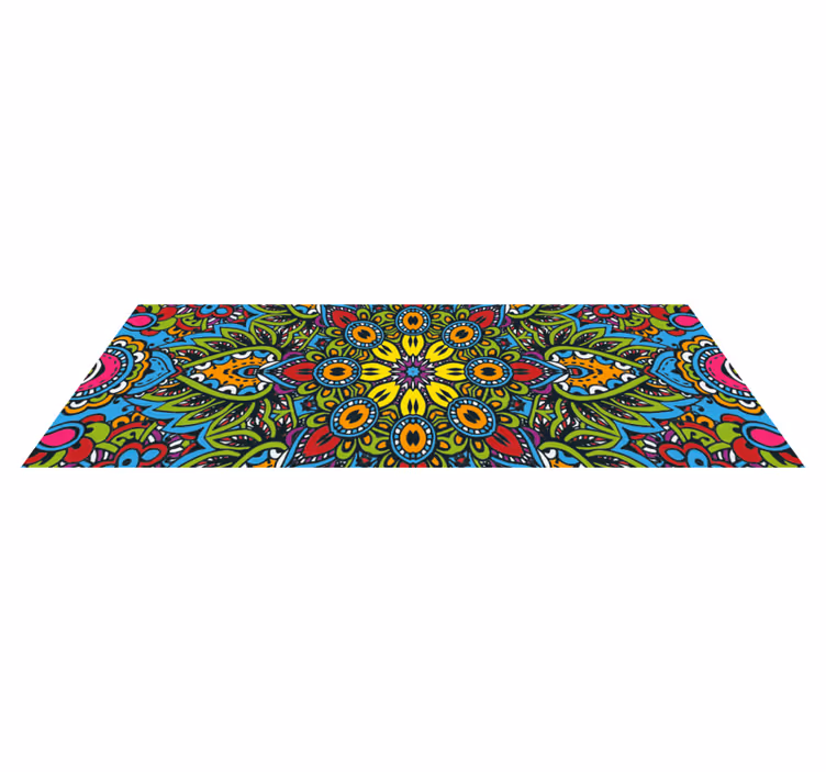 Eloisia kukkakuvioita mandala vinyylimatto - Tenstickers