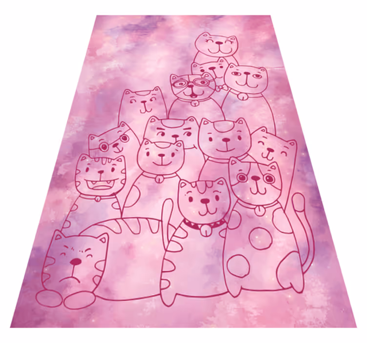 Leikkisä kissojen kokoontuminen vinyylimatto - Tenstickers
