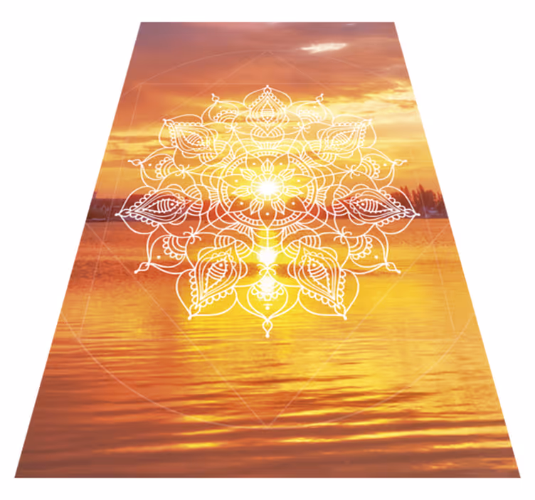 Kirkkaan oranssi muotoilu mandala vinyylimatto - Tenstickers