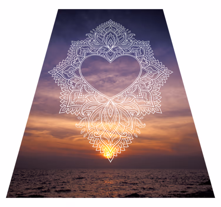 Sydämellinen elegantti muotoilu mandala vinyylimatto - Tenstickers
