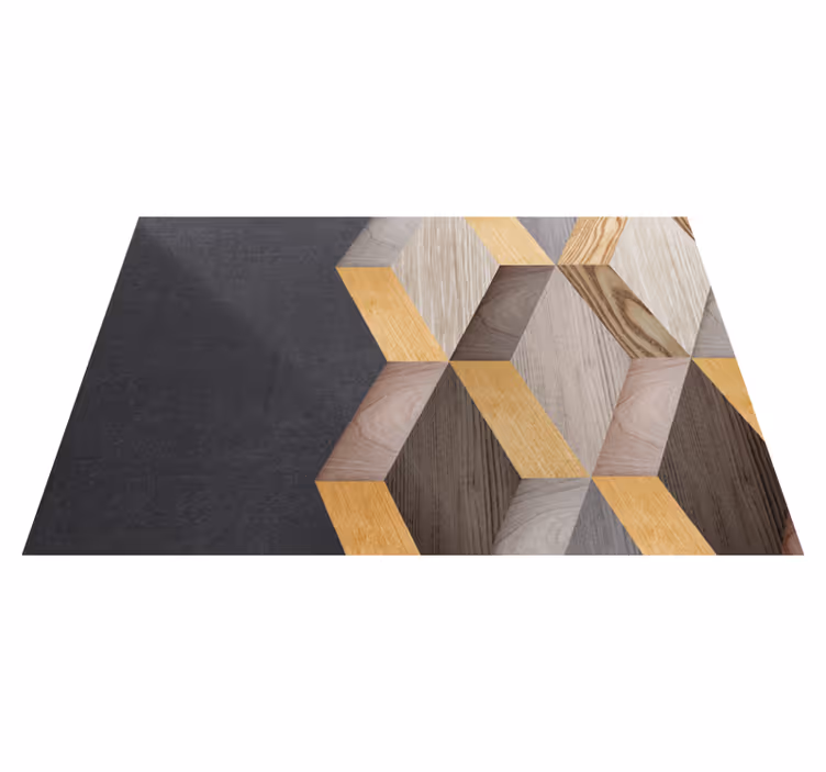 Geometrinen kuutiokuvio puu vinyylimatto - Tenstickers