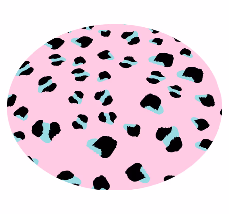 Pyöreä vaaleanpunainen leopardi vinyylimatto eläinpainatus - Tenstickers