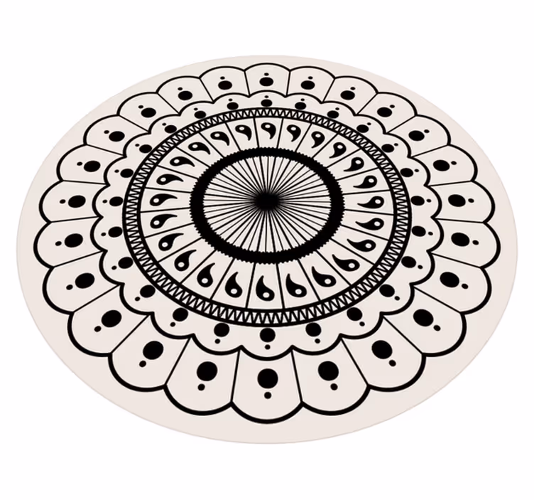 Pyöreä boho mandala Vinyylimatto makuuhuoneeseen - Tenstickers