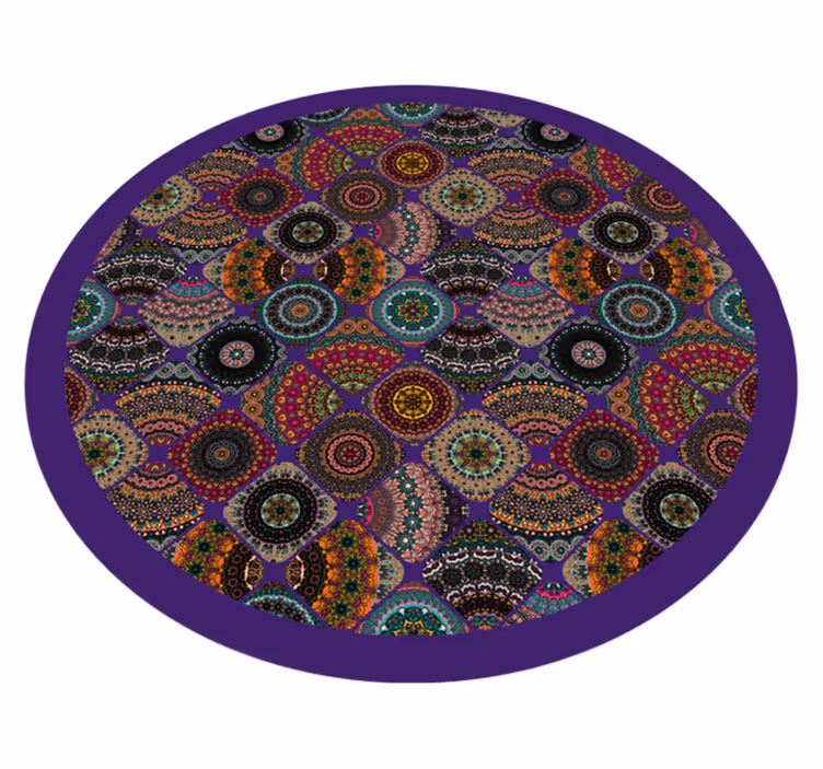 Värikkäitä pyöreitä kuvioita mandala vinyylimatto - Tenstickers