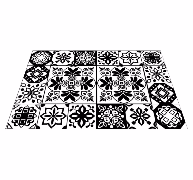 Yksivärinen mandala-tyyli laatta vinyylimatto - Tenstickers