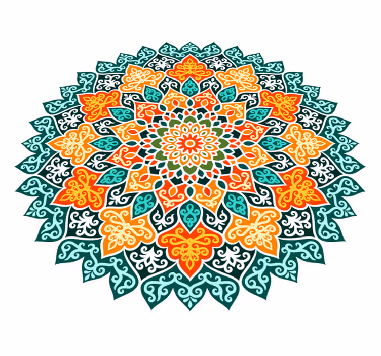 Säteilevän ympyrän muotoilu mandala vinyylimatto - Tenstickers
