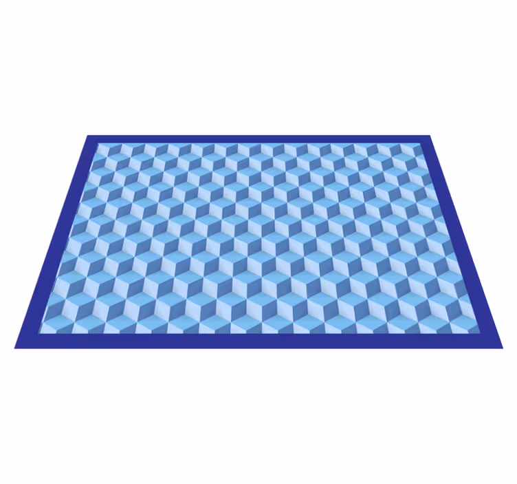 3d-kuutiollinen sininen geometrinen vinyylimatto - Tenstickers