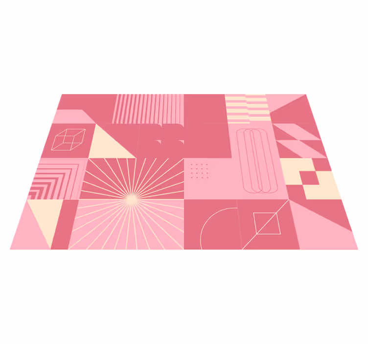Geometrisia vaaleanpunaisia kuvioita moderni vinyylimatto - Tenstickers