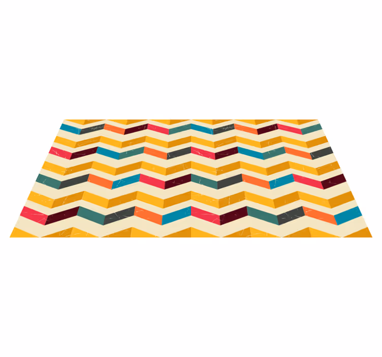 Chevron väri räjähtää geometrinen vinyylimatto - Tenstickers
