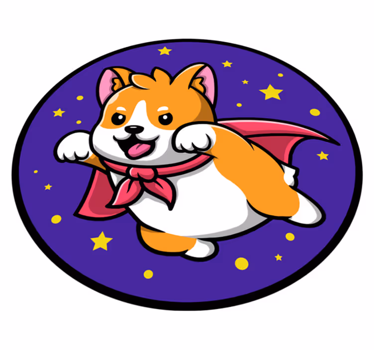 Supersankari corgi lastenhuone vinyylimatto - Tenstickers