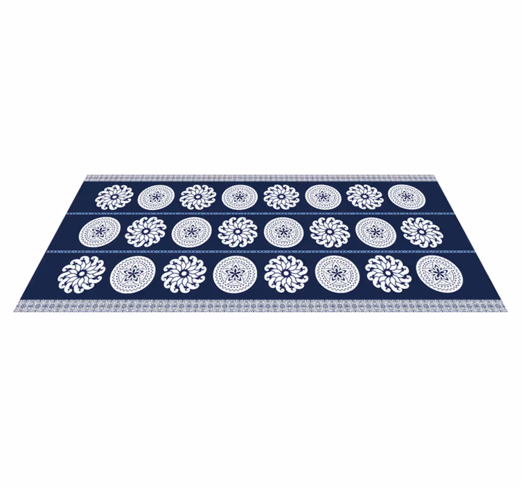 Tummansiniset kuviot mandala vinyylimatto - Tenstickers