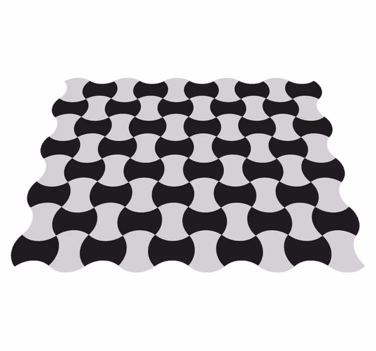 Mustavalkoiset käyrät geometrinen vinyylimatto - Tenstickers