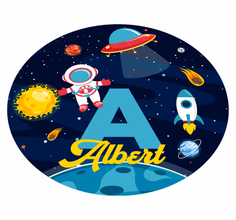 Avaruus ja galaksi mustalla nimellä nimi vinyylimatto - Tenstickers