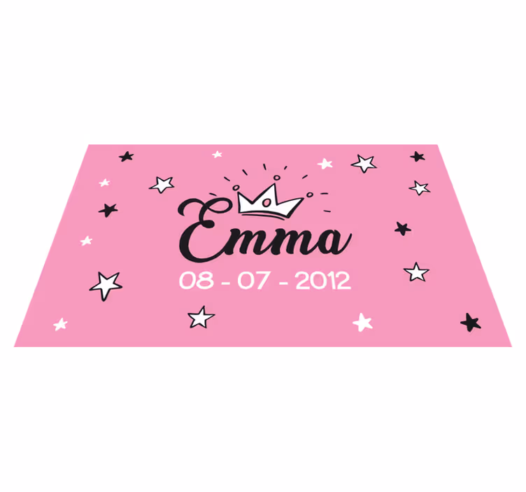 Vaaleanpunainen prinsessa nimellä nimi vinyylimatto - Tenstickers