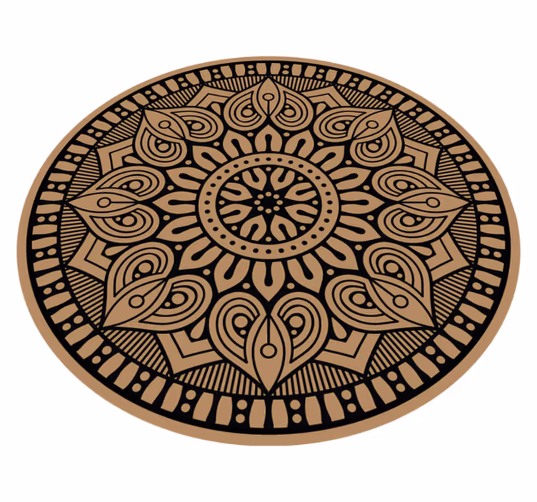 Musta kynä mandala ruskealla vinyylimatto mandala - Tenstickers