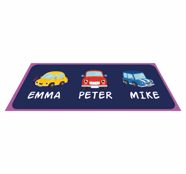Värikkäitä autoja nimi vinyylimatto - Tenstickers