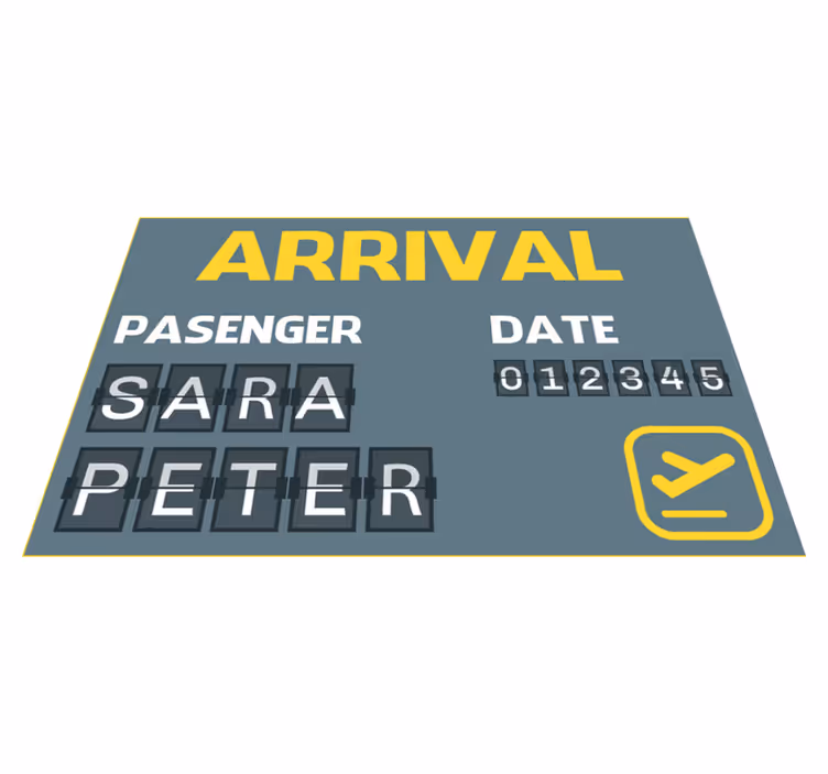 Saapumislentolippu nimi vinyylimatto - Tenstickers
