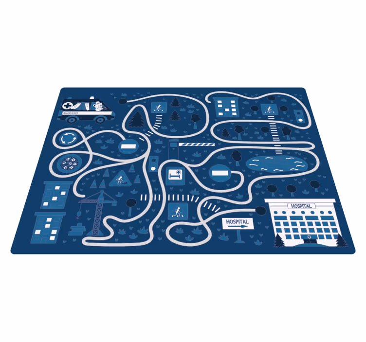 Sininen kaupungin kartta tie vinyylimatto - Tenstickers