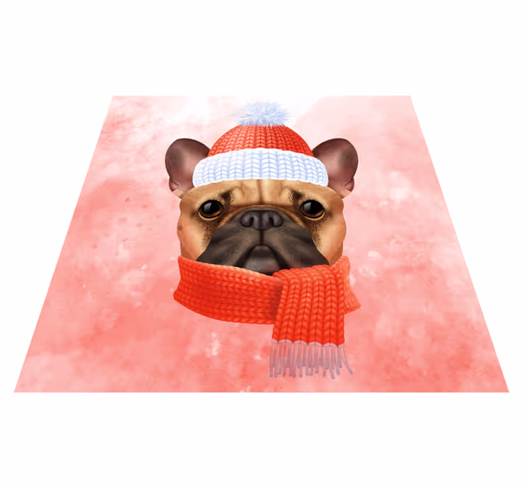 Ranskanbulldog talvi eläin vinyylimatto - Tenstickers