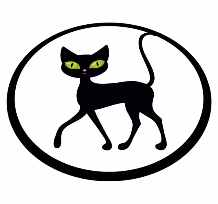 Viehättävä musta kissa eläin vinyylimatto - Tenstickers