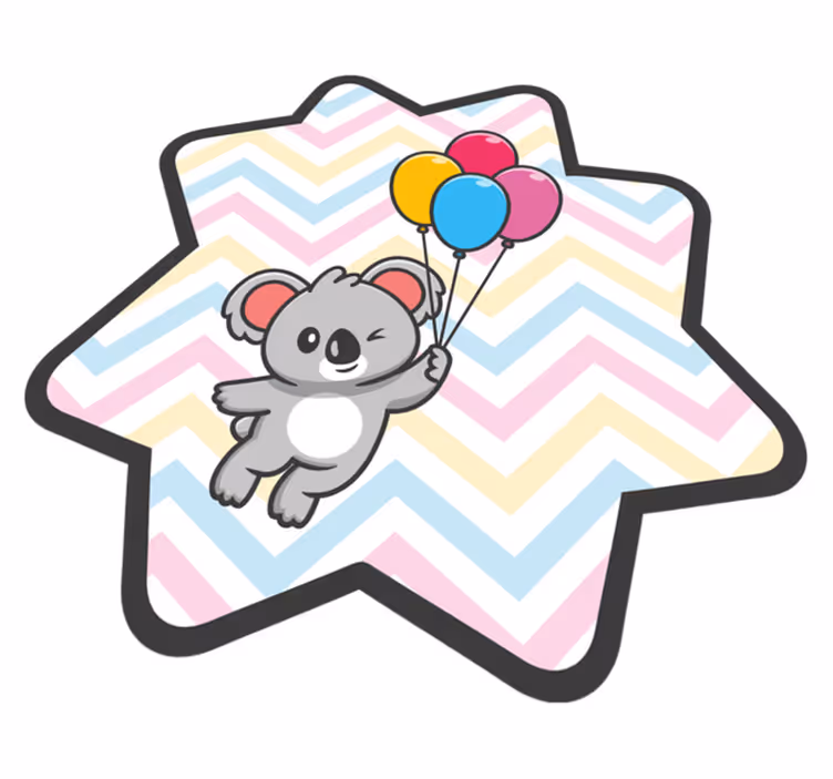 Leikkisä koala-ilmapallo lastenhuone vinyylimatto - Tenstickers