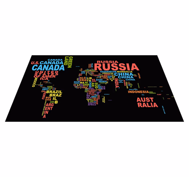 Maiden typografia maailmakartta vinyylimatto - Tenstickers