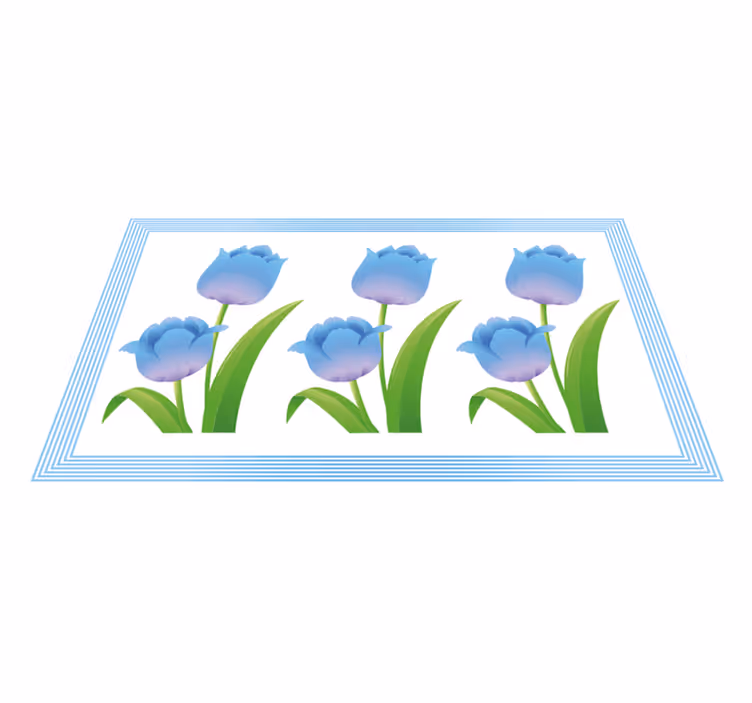 Sininen tulppaanien esittely kukka vinyylimatto - Tenstickers