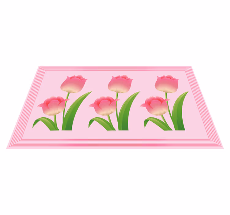 Vaaleanpunainen tulppaanikuvio vinyylimatto - Tenstickers
