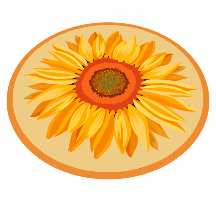 Auringonkukka pyöreä kukka vinyylimatto - Tenstickers
