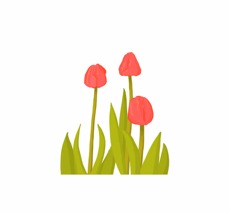 Piirretty tulppaanitaide kukka vinyylimatto - Tenstickers