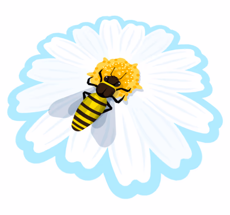 Valkoinen kukka mehiläisen kanssa kukka vinyylimatto - Tenstickers