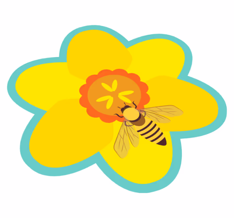 Mehiläinen auringonkukan päällä kukka vinyylimatto - Tenstickers