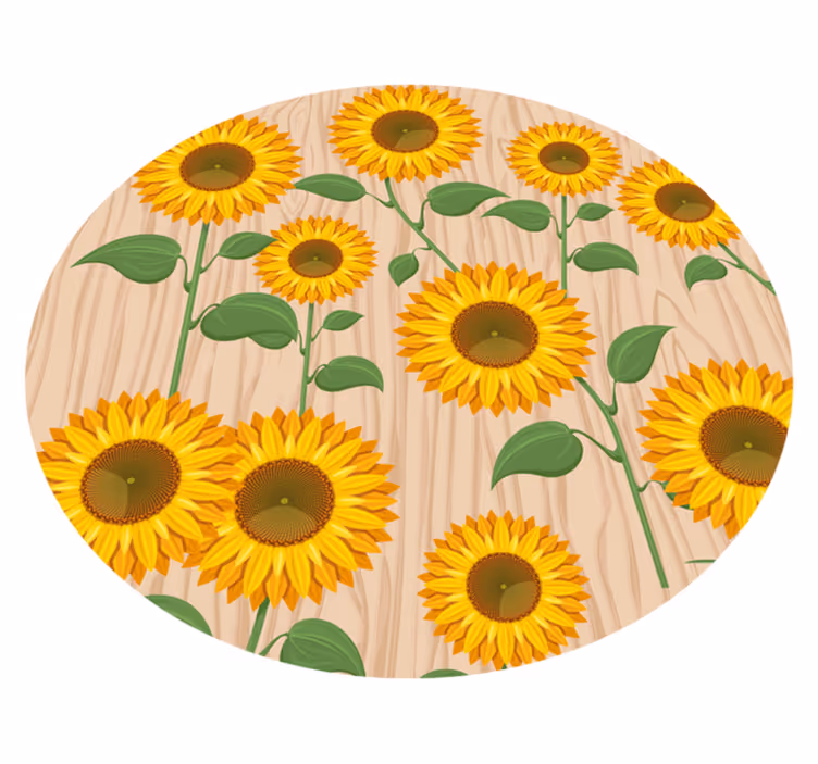 Keltainen auringonkukka puu tausta kukka vinyylimatto - Tenstickers