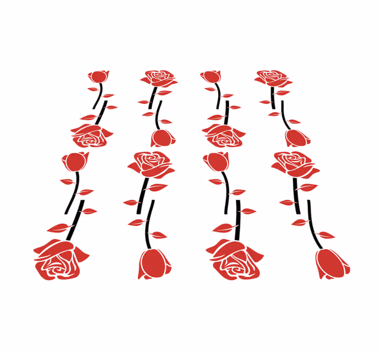 Punaisen ruusun kuviot kukka vinyylimatto - Tenstickers