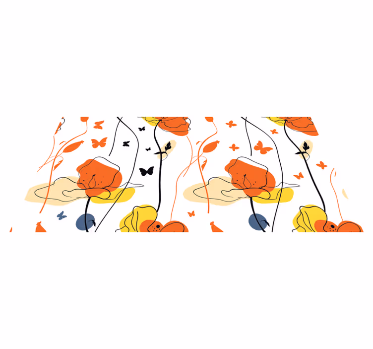 Minimalistinen kuvio perhosilla kukka vinyylimatto - Tenstickers