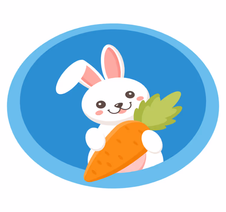 Onnellinen pupu porkkanan kanssa eläin vinyylimatto - Tenstickers