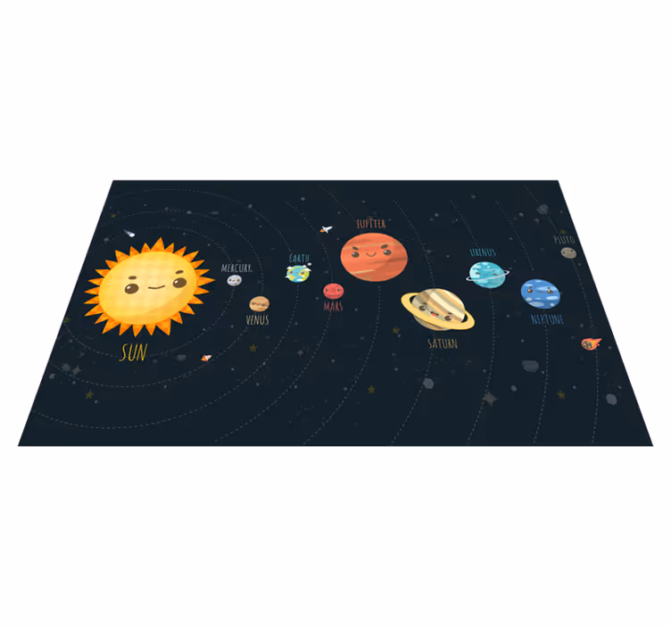 Aurinkokunta selitti sarjakuva tähti vinyylimatto - Tenstickers