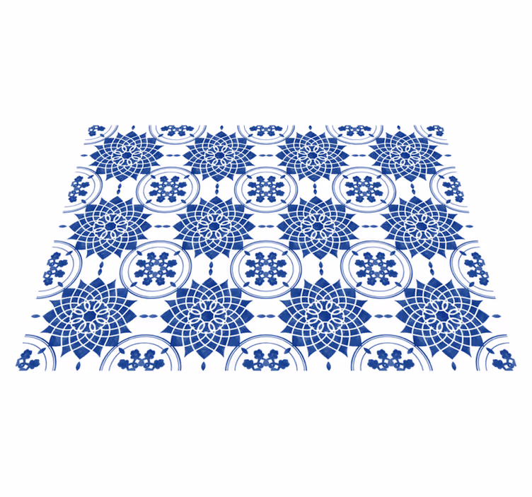 Monimutkaiset siniset kuviot mandala vinyylimatto - Tenstickers