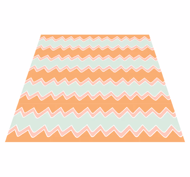 Beige ja sininen siksak-kuvio geometrinen vinyylimatto - Tenstickers