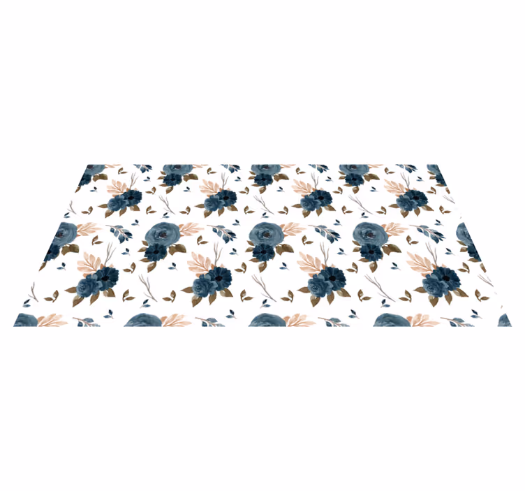 Sinisiä elegantteja ruusuja kukka vinyylimatto - Tenstickers